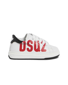 Dsquared2 Kids Sneakers Bianco con Logo Rosso per Neonati