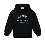 Iceberg Kids Felpa Nera con Cappuccio con Stampa