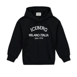 Iceberg Kids Felpa Nera con Cappuccio con Stampa