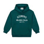 Iceberg Kids Felpa Verde con Cappuccio con Stampa
