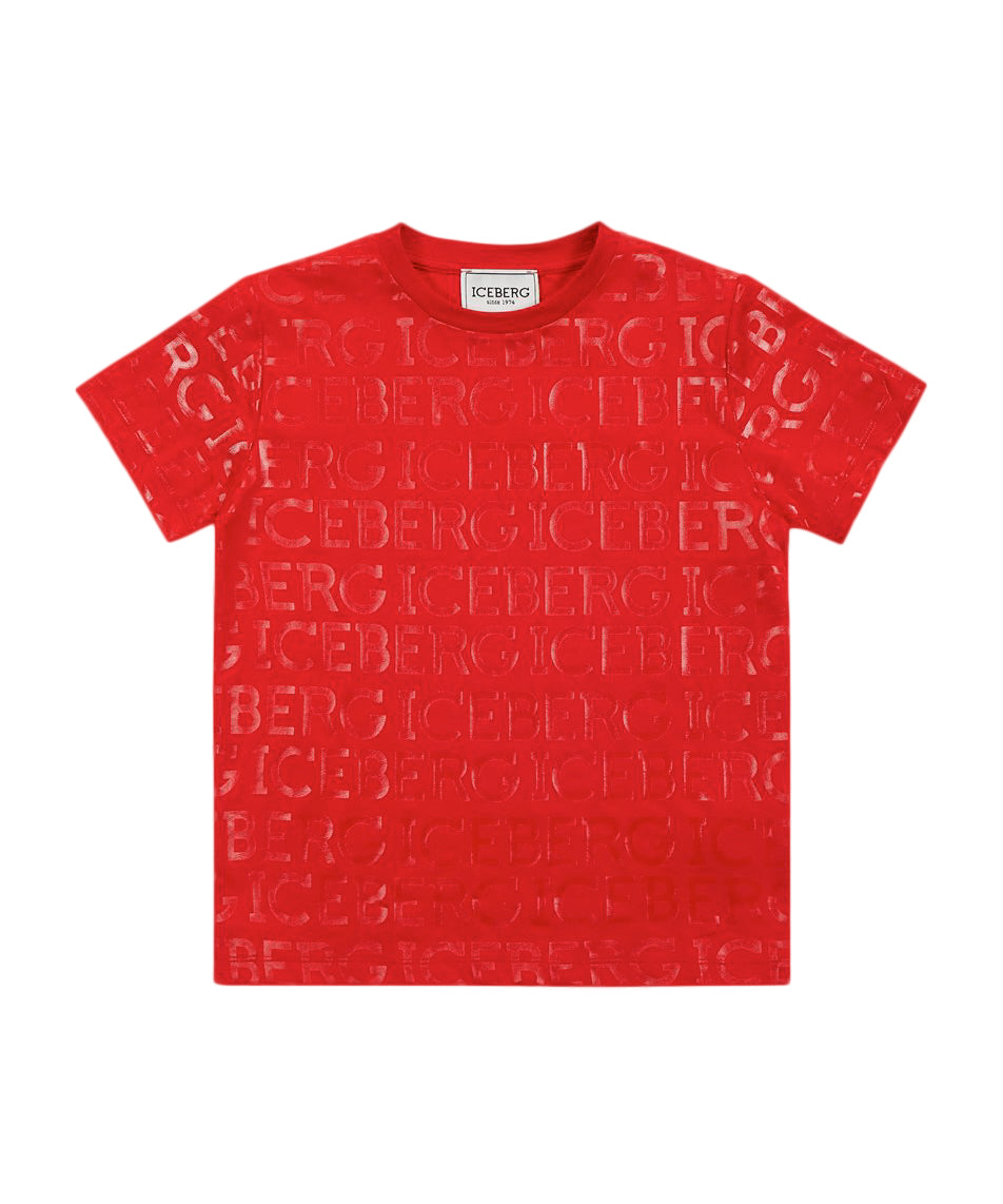 Iceberg Kids T-Shirt Rossa Con Stampa All-over per Bambini