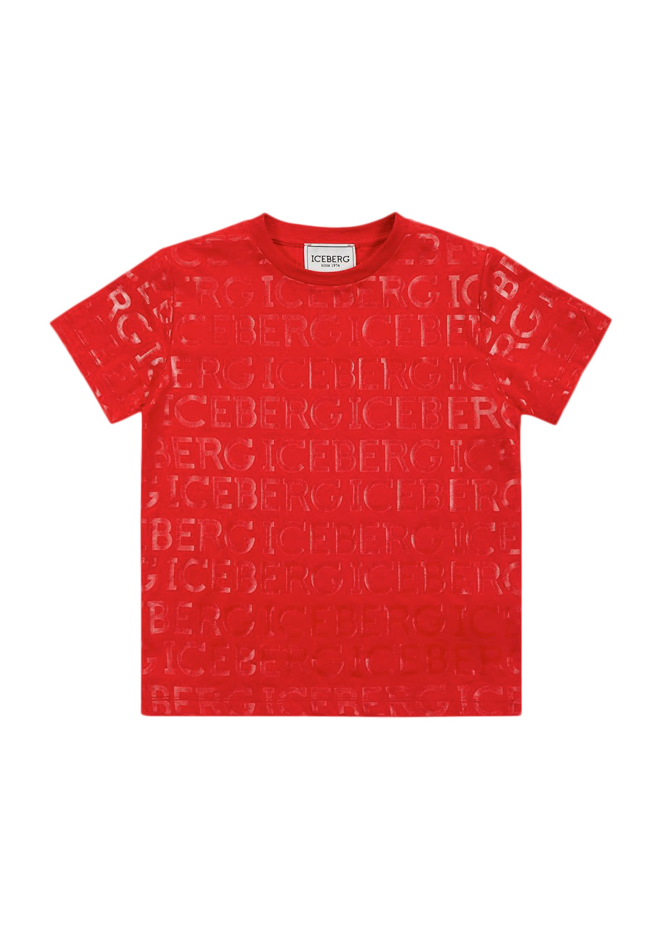 Iceberg Kids T-Shirt Rossa Con Stampa All-over per Bambini