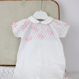 Le Coconne Pagliaccetto Bianco con Fiocchi per Neonate