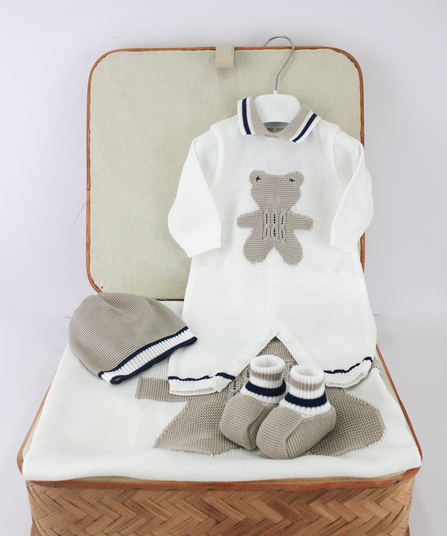 Marlu Corredino Noce/Bianco/Blu con Tutina per Neonati