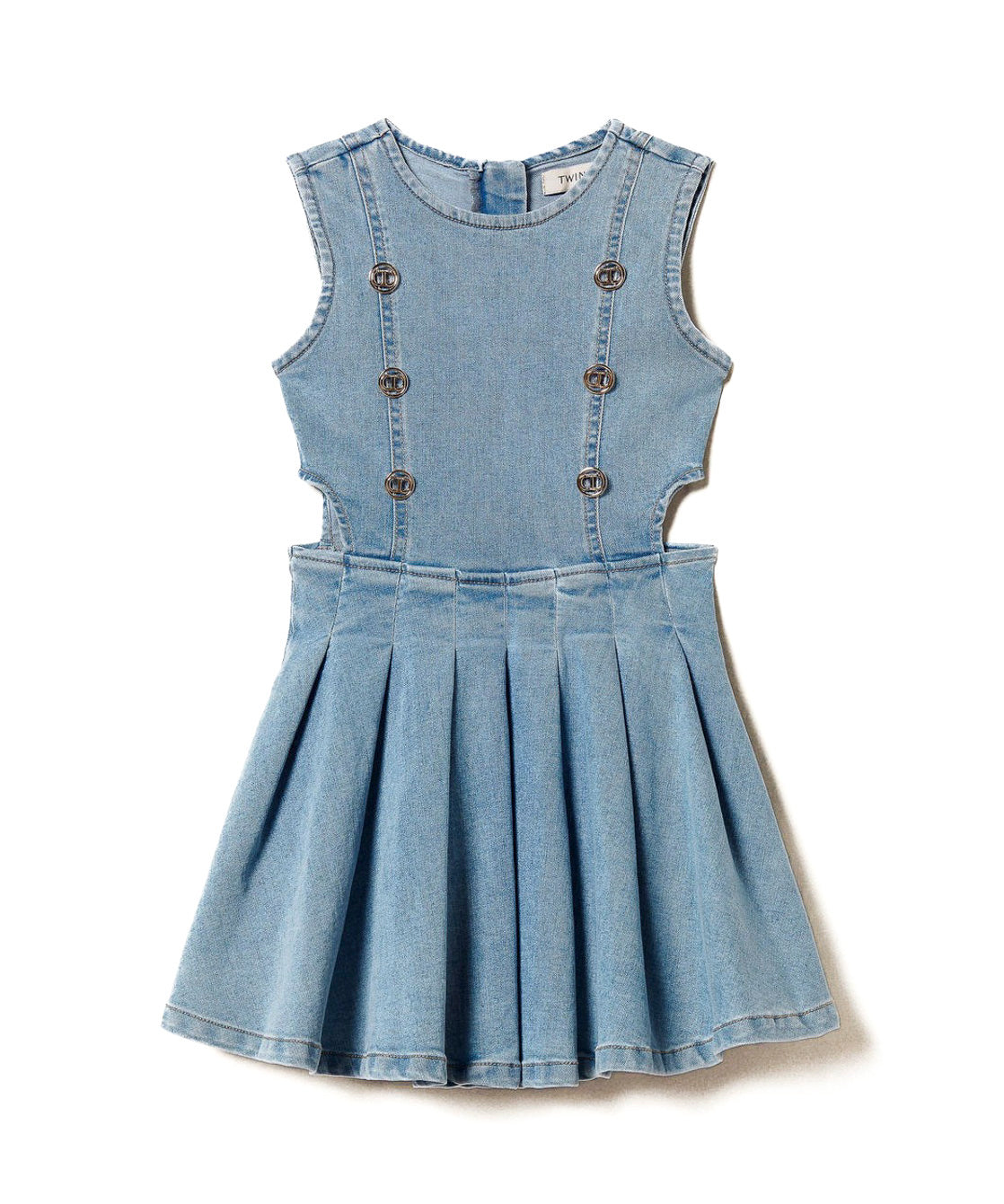 Twinset Kids Abito in Jeans con Applicazione Logo per Bambine