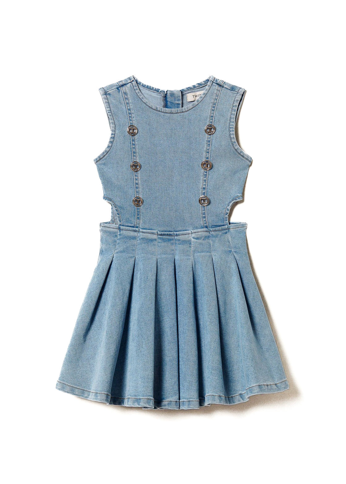 Twinset Kids Abito in Jeans con Applicazione Logo per Bambine