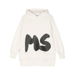 MSGM Kids Abito Crema con Cappuccio con Logo per Bambine 
