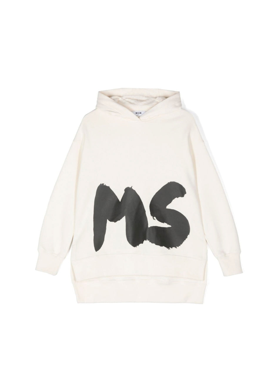 MSGM Kids Abito Crema con Cappuccio con Logo per Bambine 