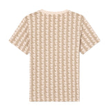 Lacoste Kids T-Shirt Beige All-Over con Logo per Bambini