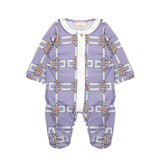 Elisabetta Franchi La Mia Bambina Tutina con Motivo Lilla/Avorio per Neonate