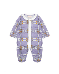 Elisabetta Franchi La Mia Bambina Tutina con Motivo Lilla/Avorio per Neonate