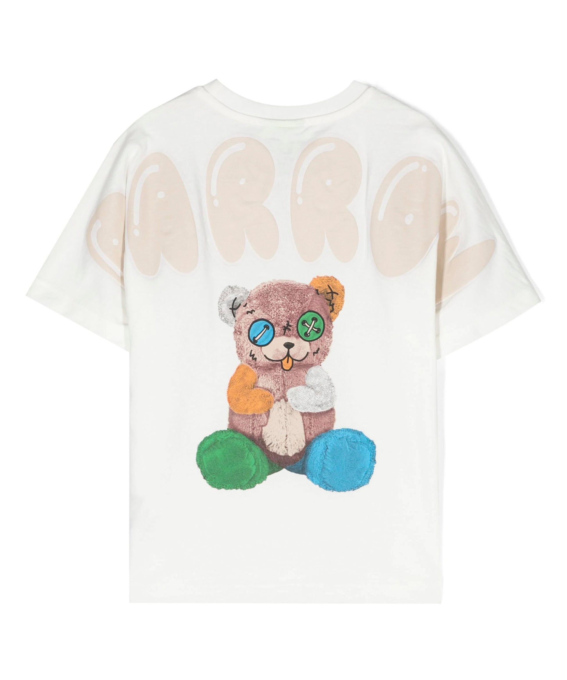 Barrow Kids T-shirt Bianca con Stampa Logo e Orsetto retro