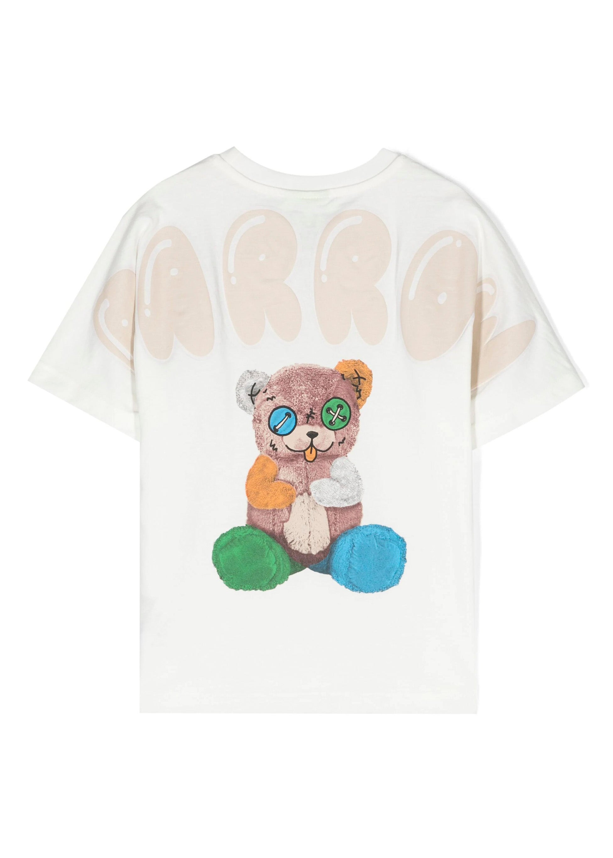 Barrow Kids T-shirt Bianca con Stampa Logo e Orsetto retro