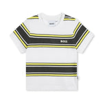 Boss Kids T-Shirt Bianca a Righe per Neonati