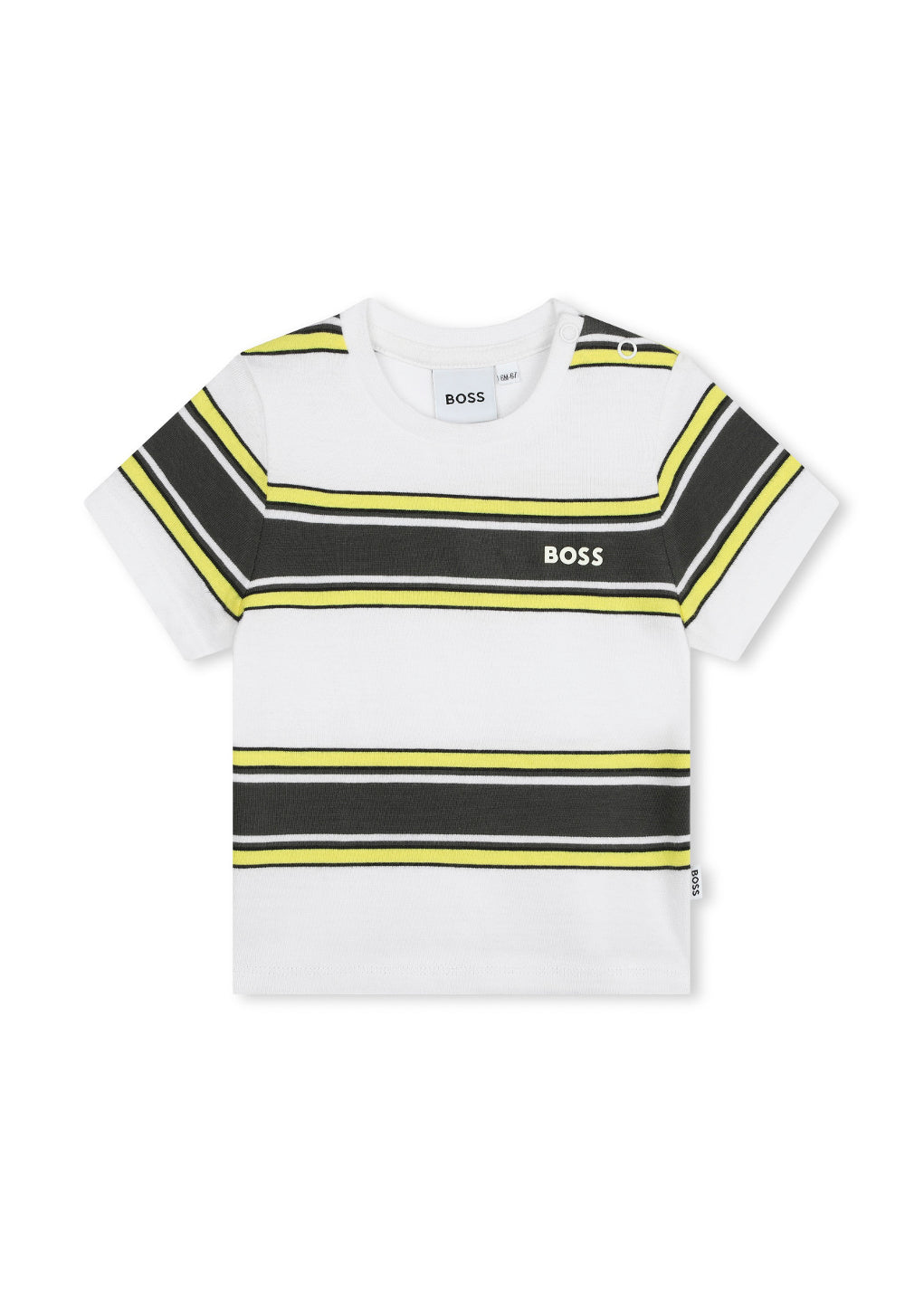 Boss Kids T-Shirt Bianca a Righe per Neonati