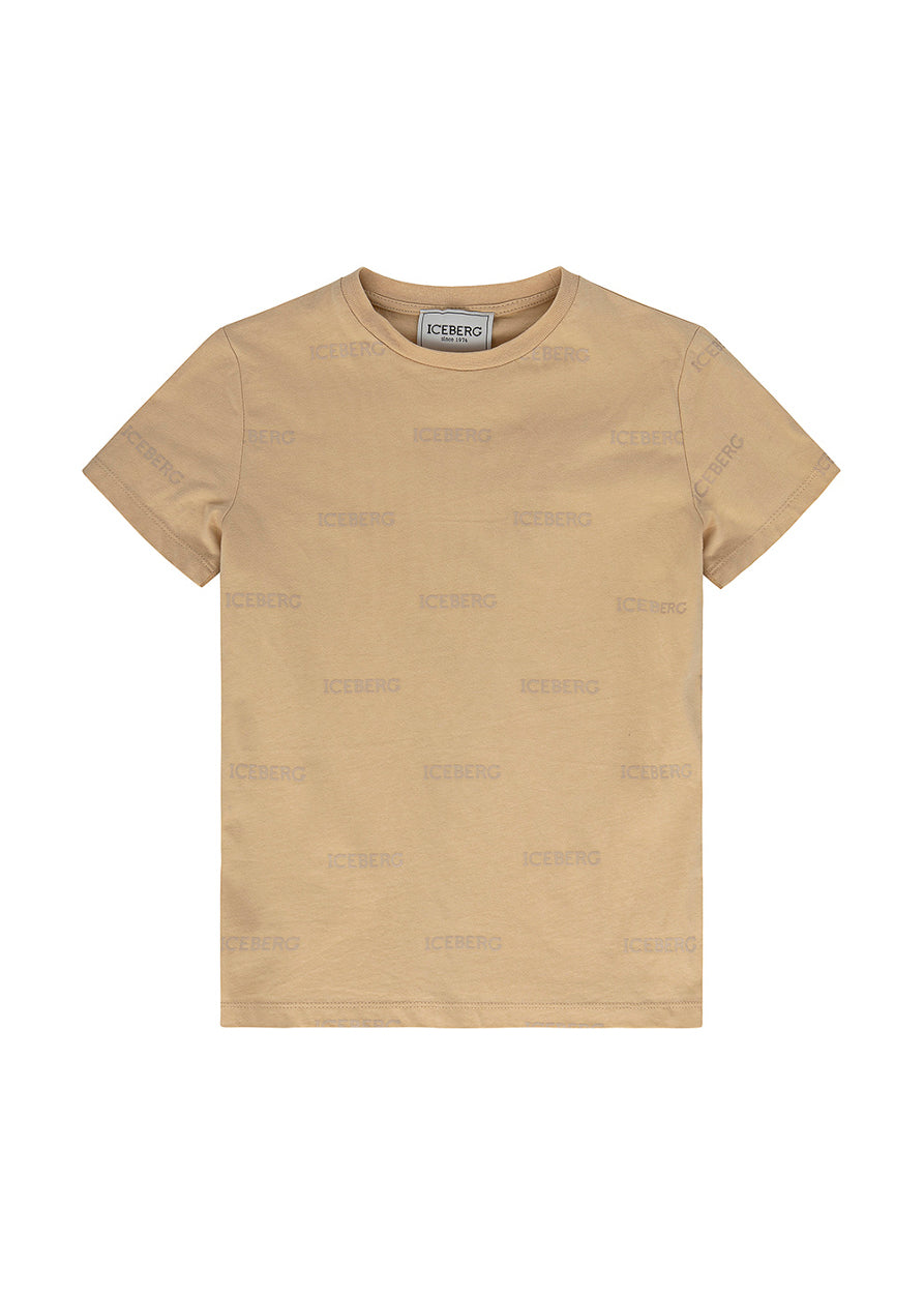 Iceberg Kids T-Shirt Sabbia con Logo per Bambini