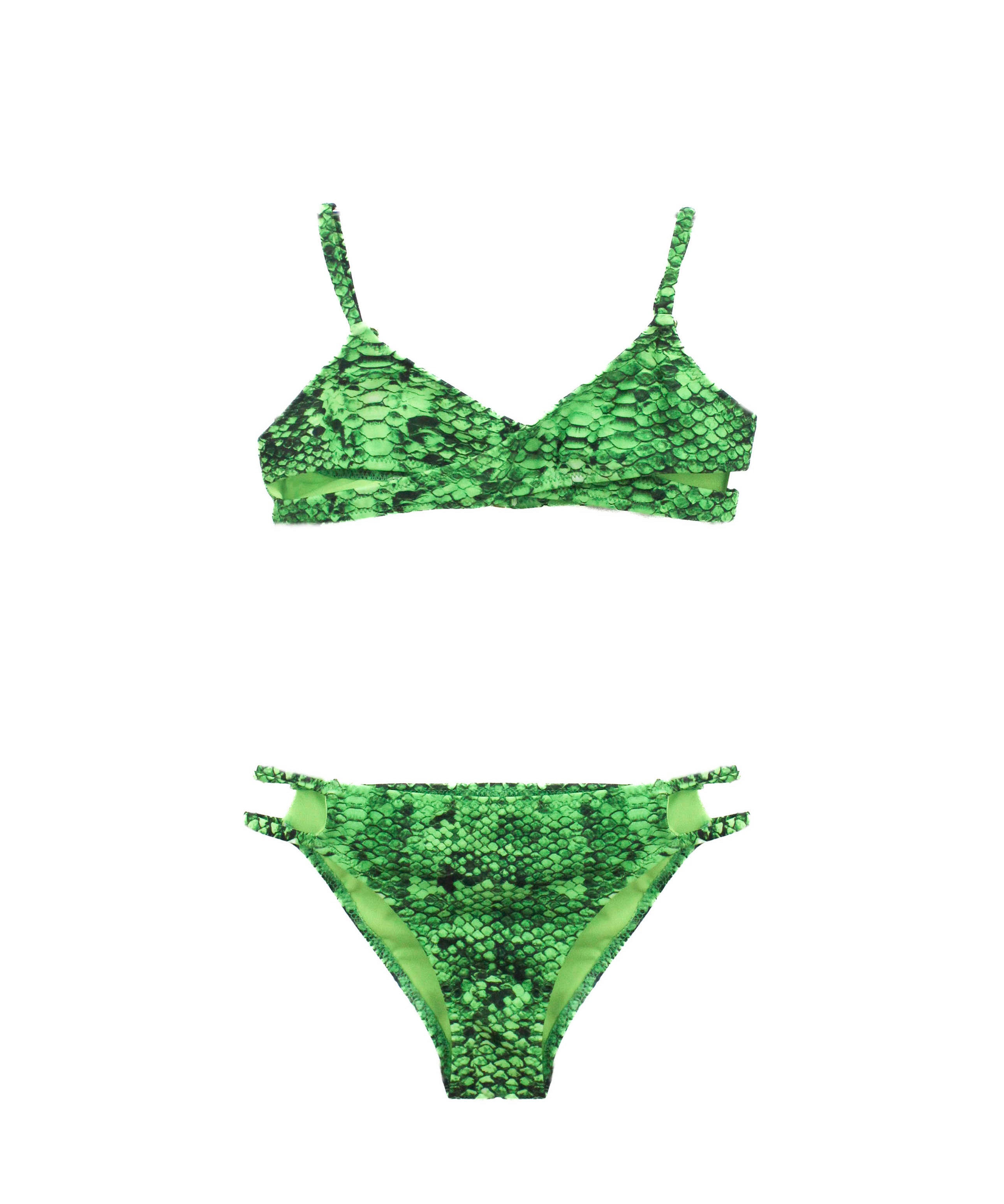 4GIVENESS Costume Bikini Fantasia Rainbow Boa Verde per Bambine