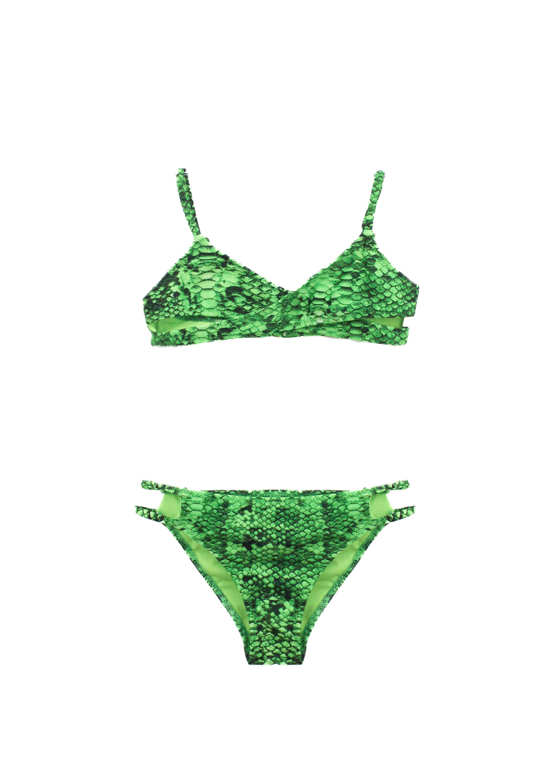4GIVENESS Costume Bikini Fantasia Rainbow Boa Verde per Bambine