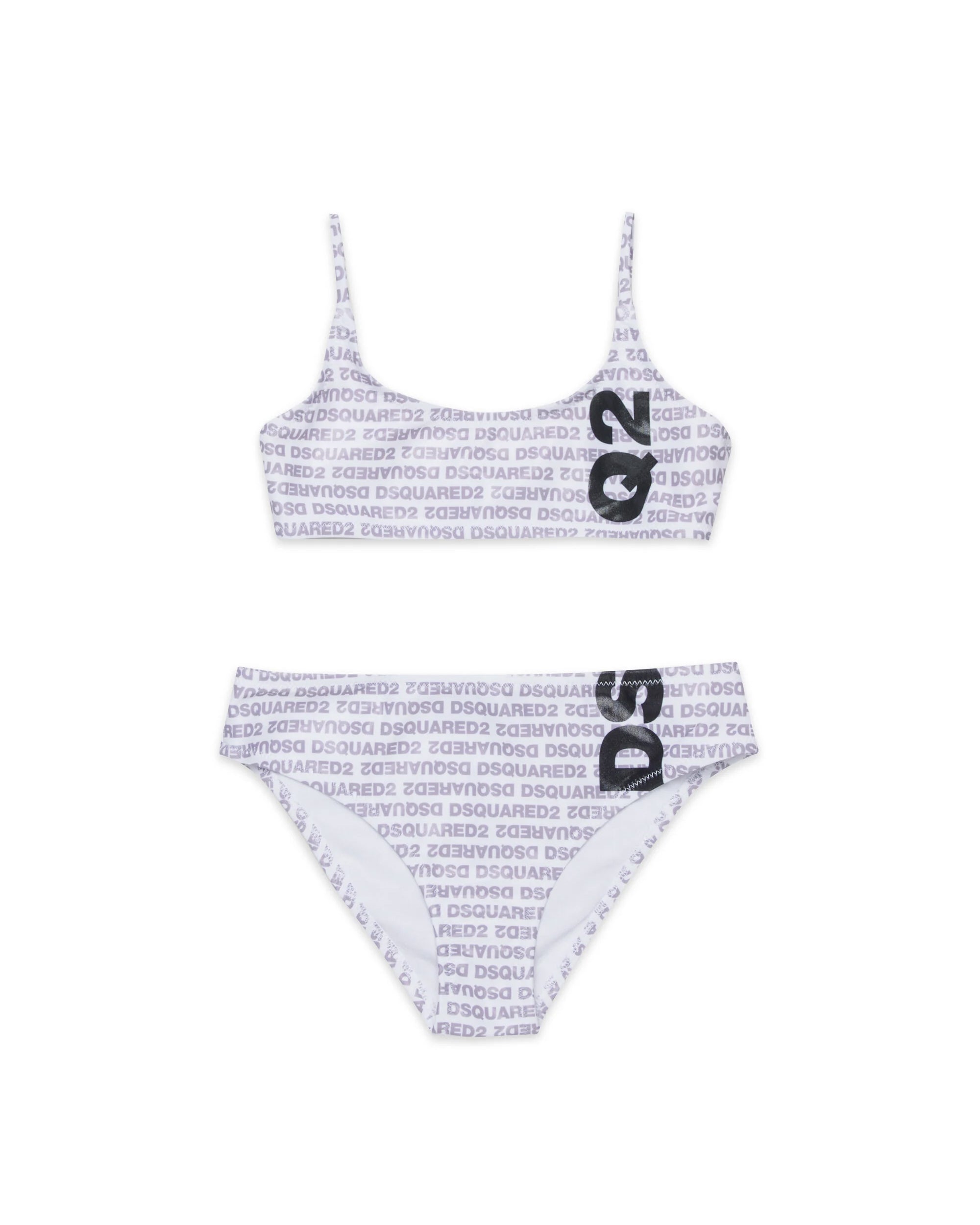 Dsquared Kids Costume Bianco All-Over Viola per Bambine