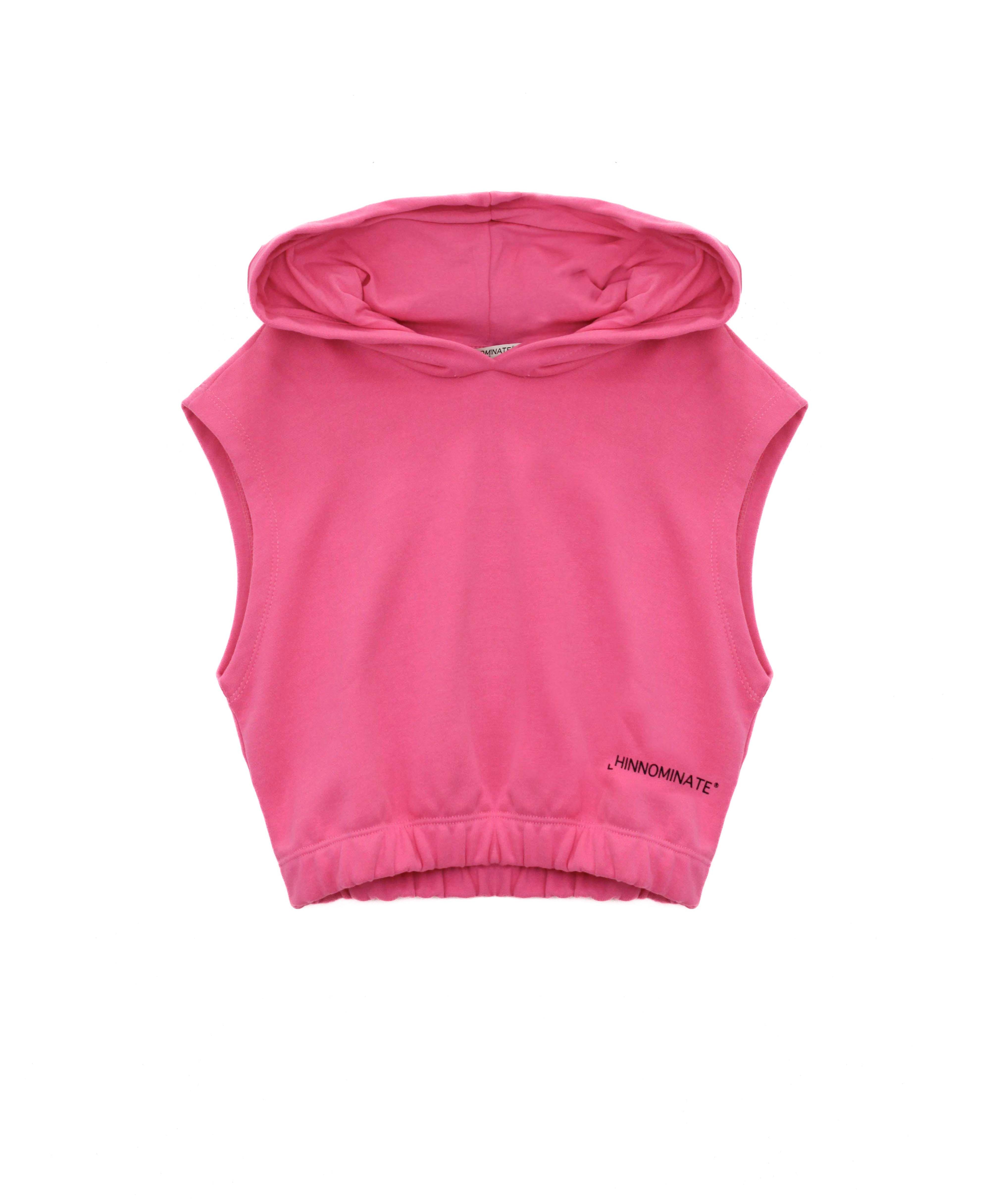 Hinnominate Kids Felpa Crop con Cappuccio Geranio
