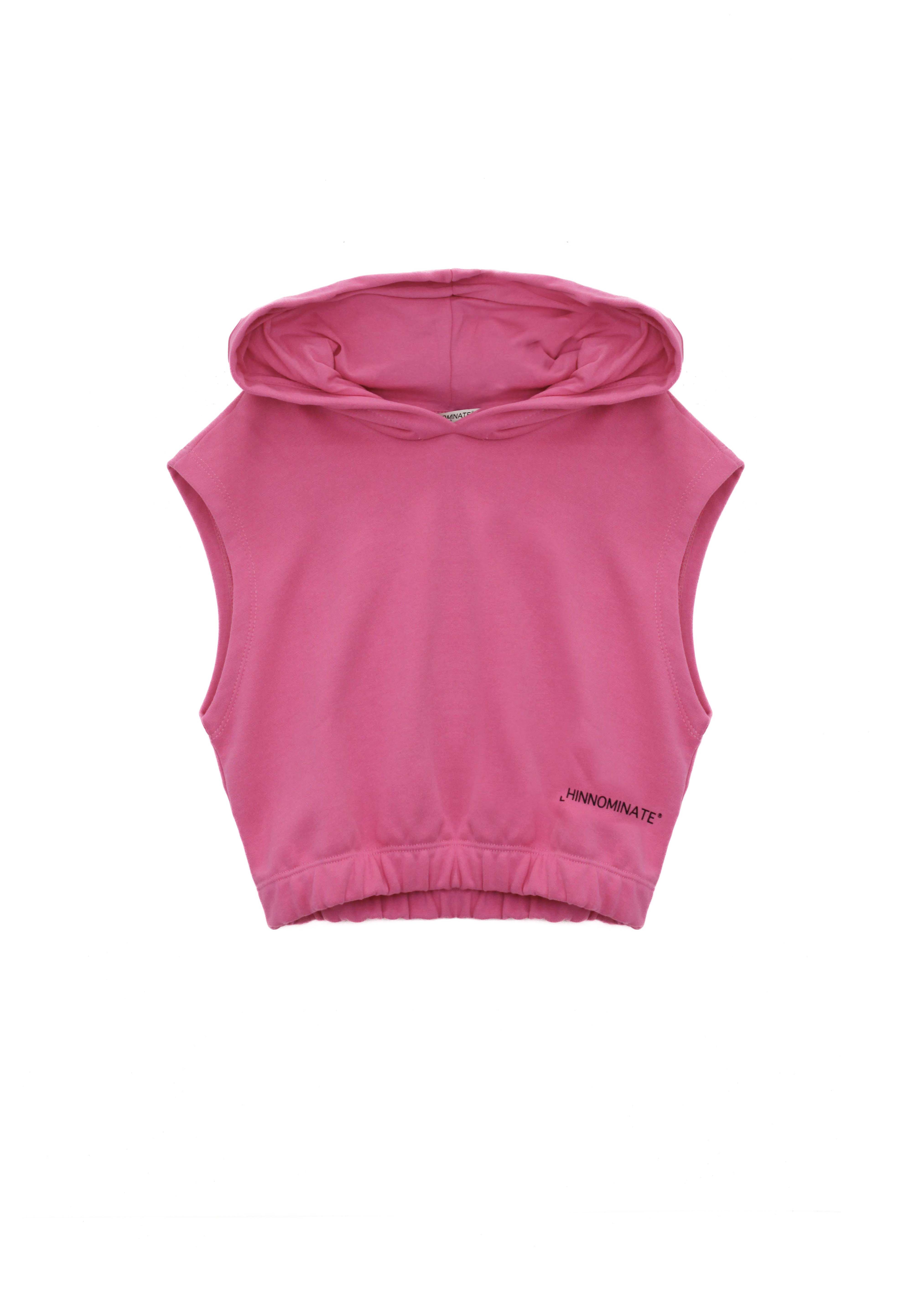 Hinnominate Kids Felpa Crop con Cappuccio Geranio