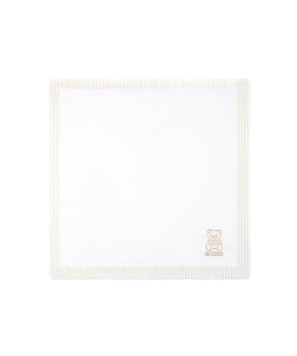 Moschino Kids Coperta Panna/Beige a Righe per Neonati