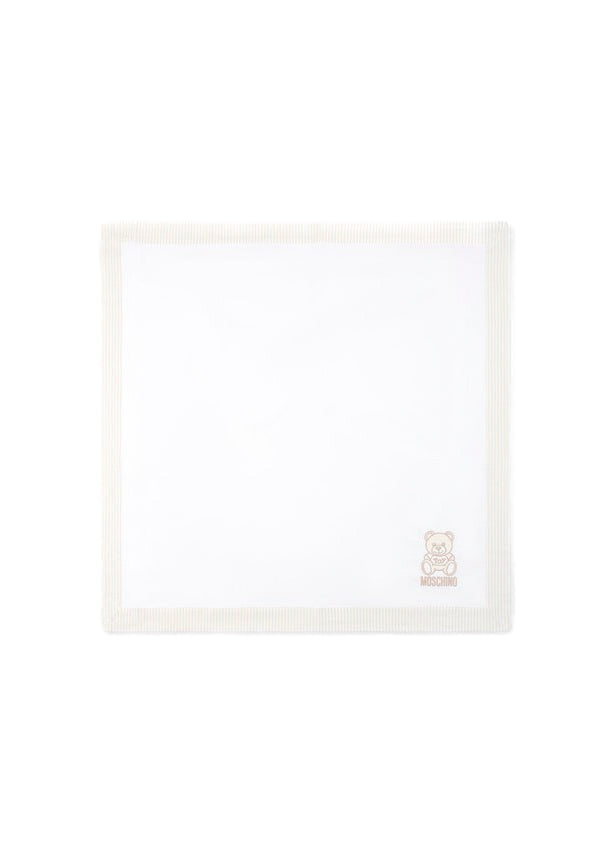 Moschino Kids Coperta Panna/Beige a Righe per Neonati
