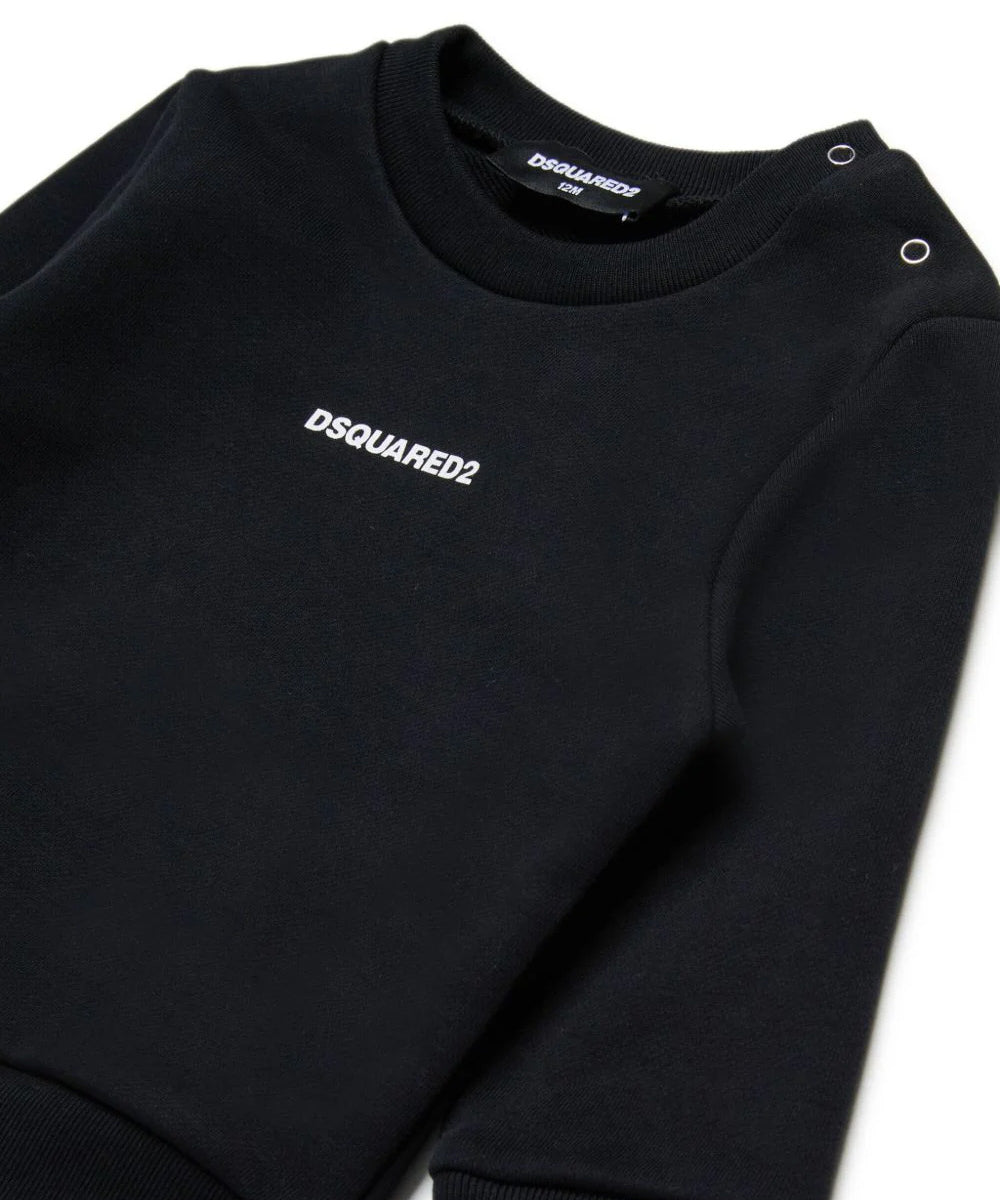Dsquared2 Kids Felpa Nero con Logo per Neonati