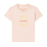 Palm Angels Kids T-Shirt Rosa Stampa Spray Teddy per Neonate