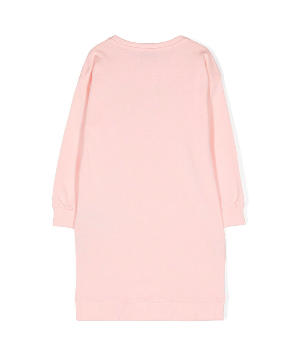 Moschino Kids Abito Rosa Chiaro con Stampa Logo per Bambine (retro)