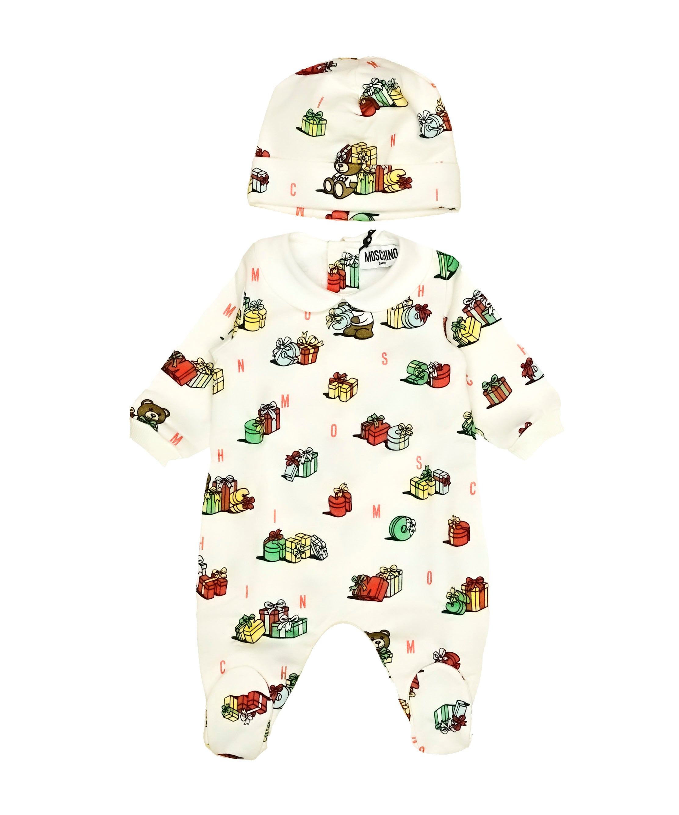 Moschino Kids Tutina Panna con Cappello Teddy Holiday