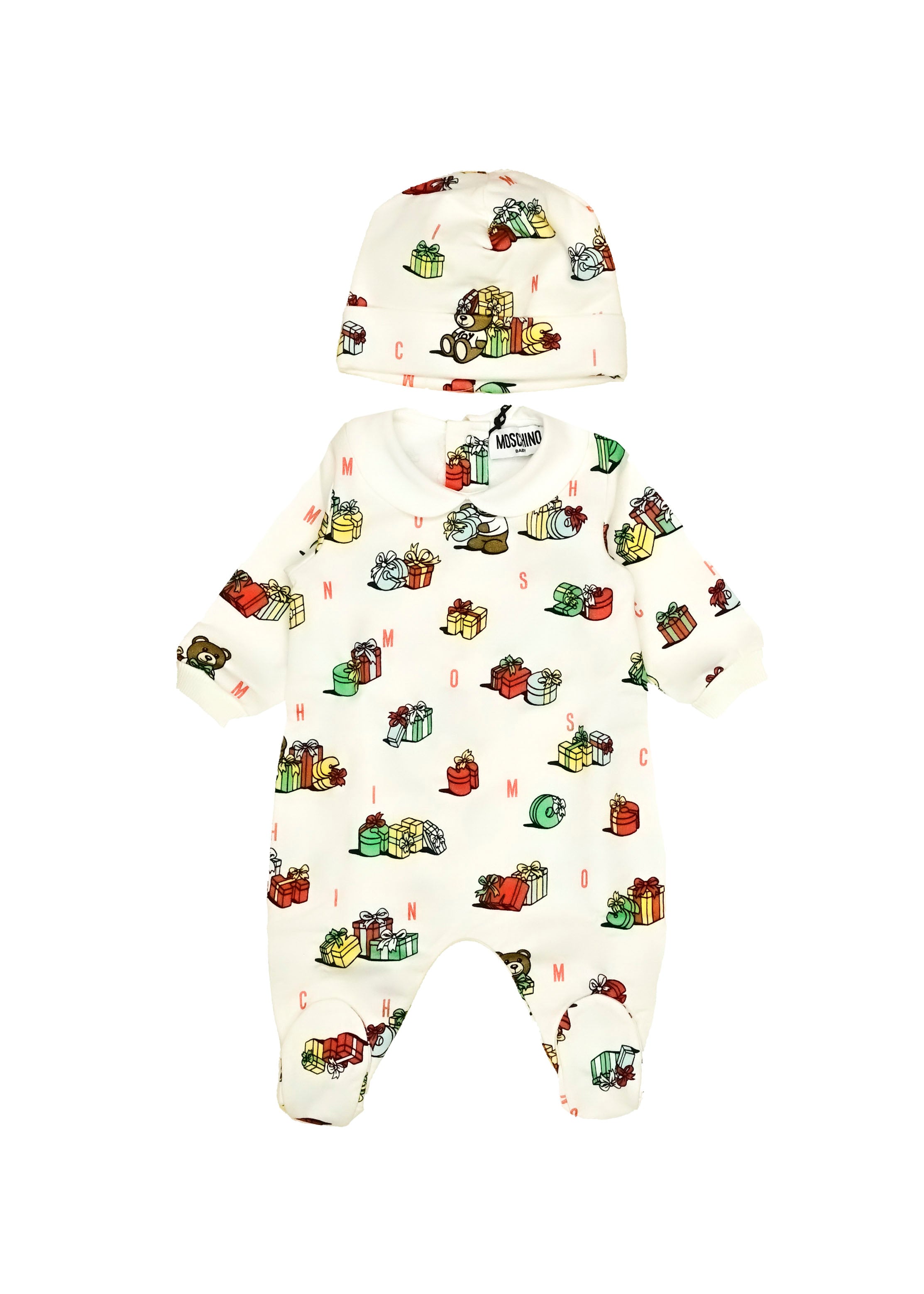 Moschino Kids Tutina Panna con Cappello Teddy Holiday