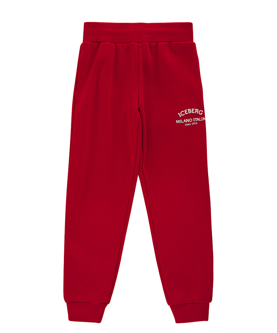 Iceberg Kids Pantaloni Joggers Rossi con Logo per Bambini