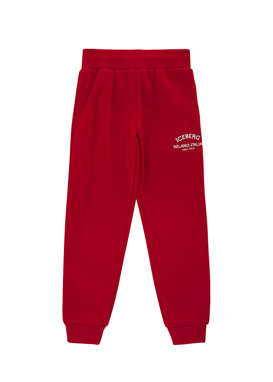 Iceberg Kids Pantaloni Joggers Rossi con Logo per Bambini