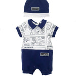 Iceberg Kids Pagliaccetto con Berretto Bianco/Blu con Stampa per Neonati (fronte)