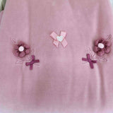 Minibanda Coperta Rosa con Ricamo Fior per Neonate