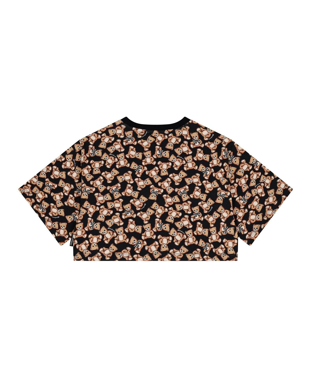 Moschino Kids T-shirt Nera Teddy Bear All Over per Bambine (retro)
