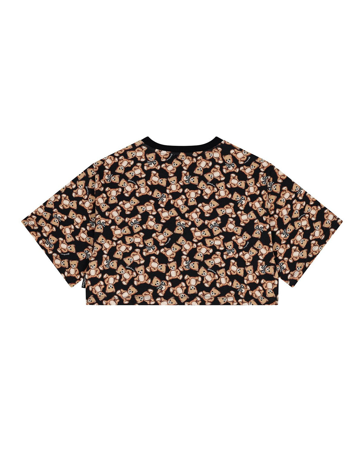 Moschino Kids T-shirt Nera Teddy Bear All Over per Bambine (retro)