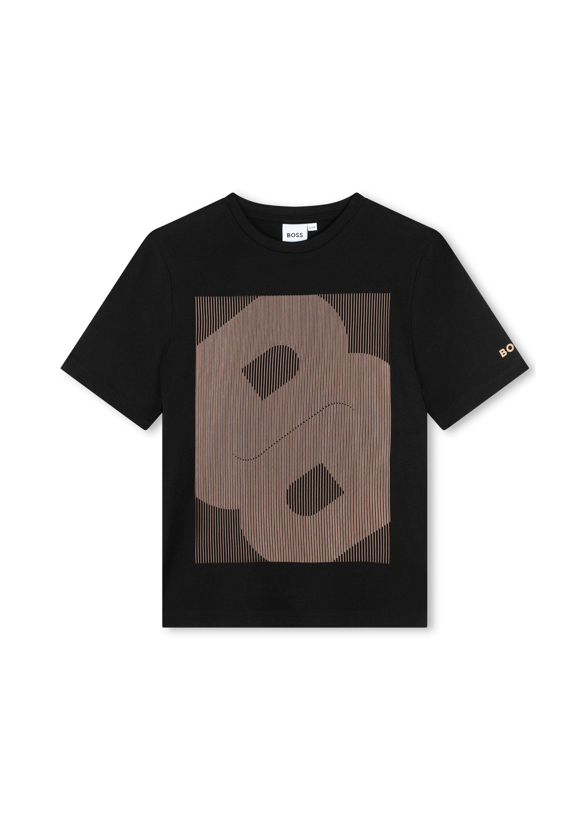 Boss Kids T-shirt Nera con Stampa per Bambini