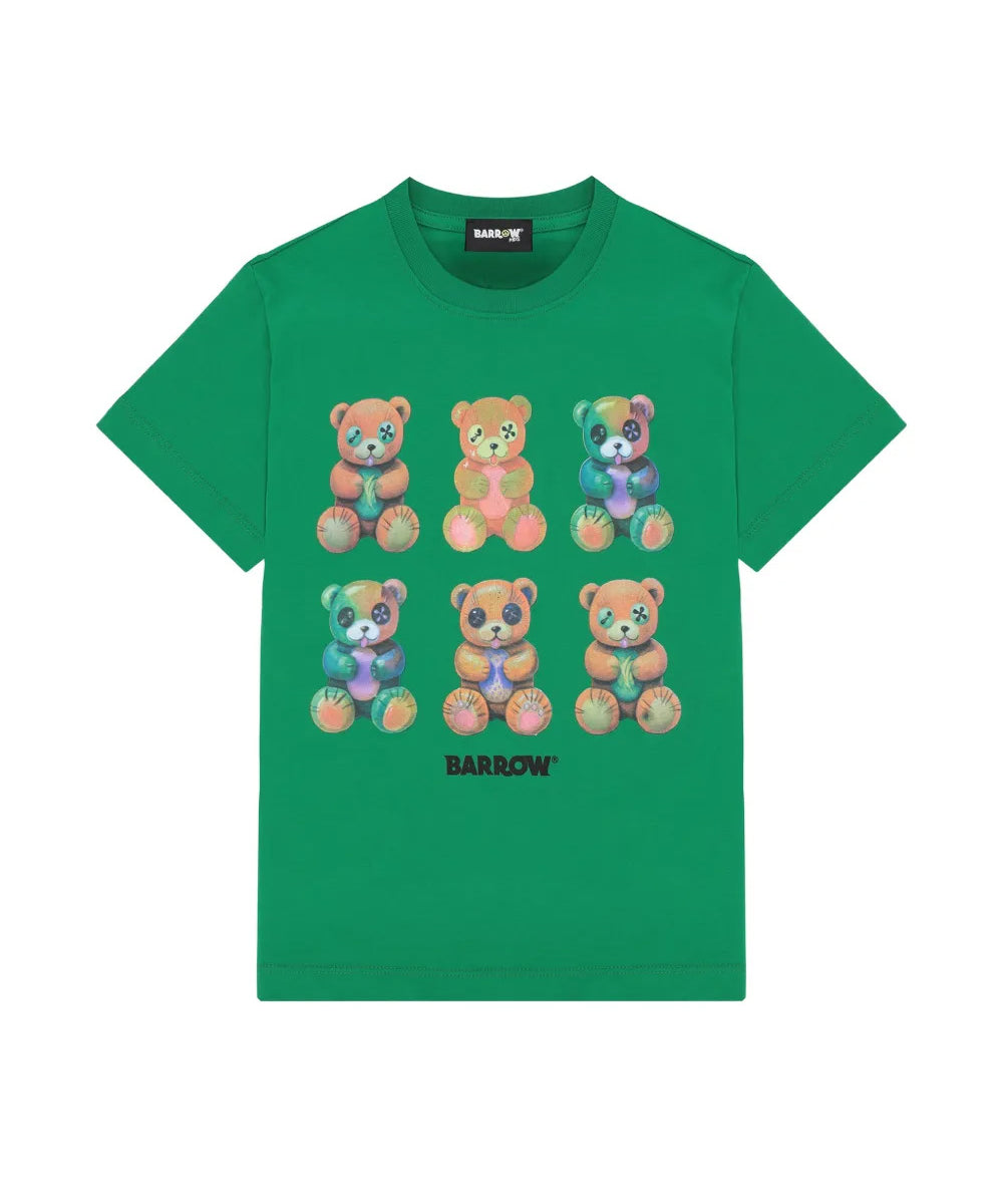 Barrow Kids T-Shirt Verde con Stampa Teddy per Bambini