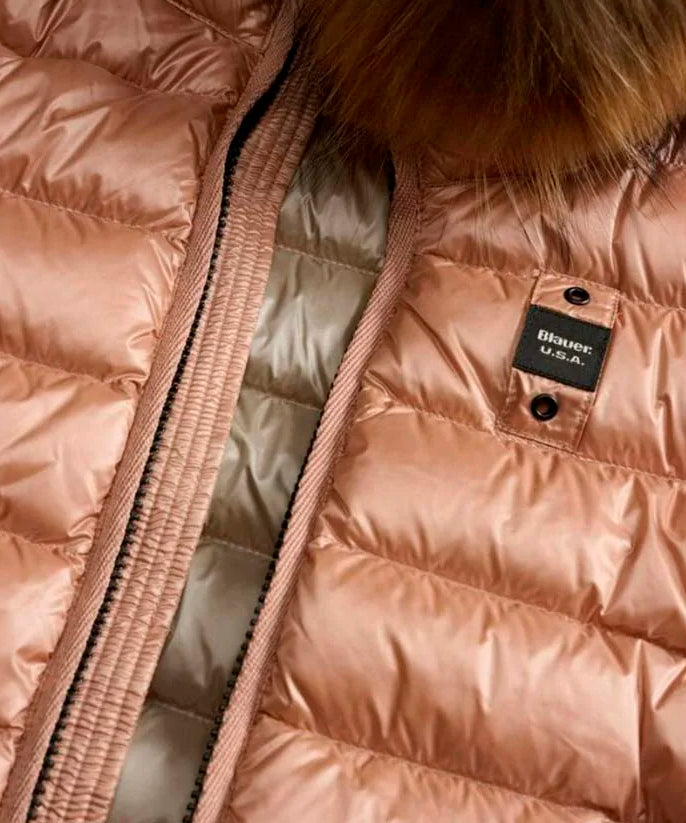 Blauer Kids Giubbino Rosa e Cappuccio con Pelliccia Arcadia Junior per Bambine