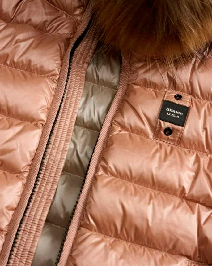 Blauer Kids Giubbino Rosa e Cappuccio con Pelliccia Arcadia Junior per Bambine