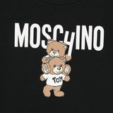 Moschino Kids Abito Nero con Stampa Logo per Bambine (dettaglio)