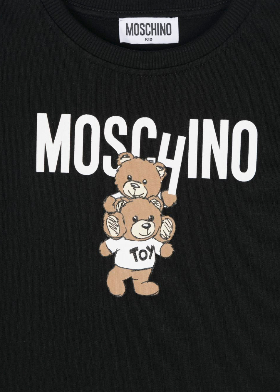 Moschino Kids Abito Nero con Stampa Logo per Bambine (dettaglio)