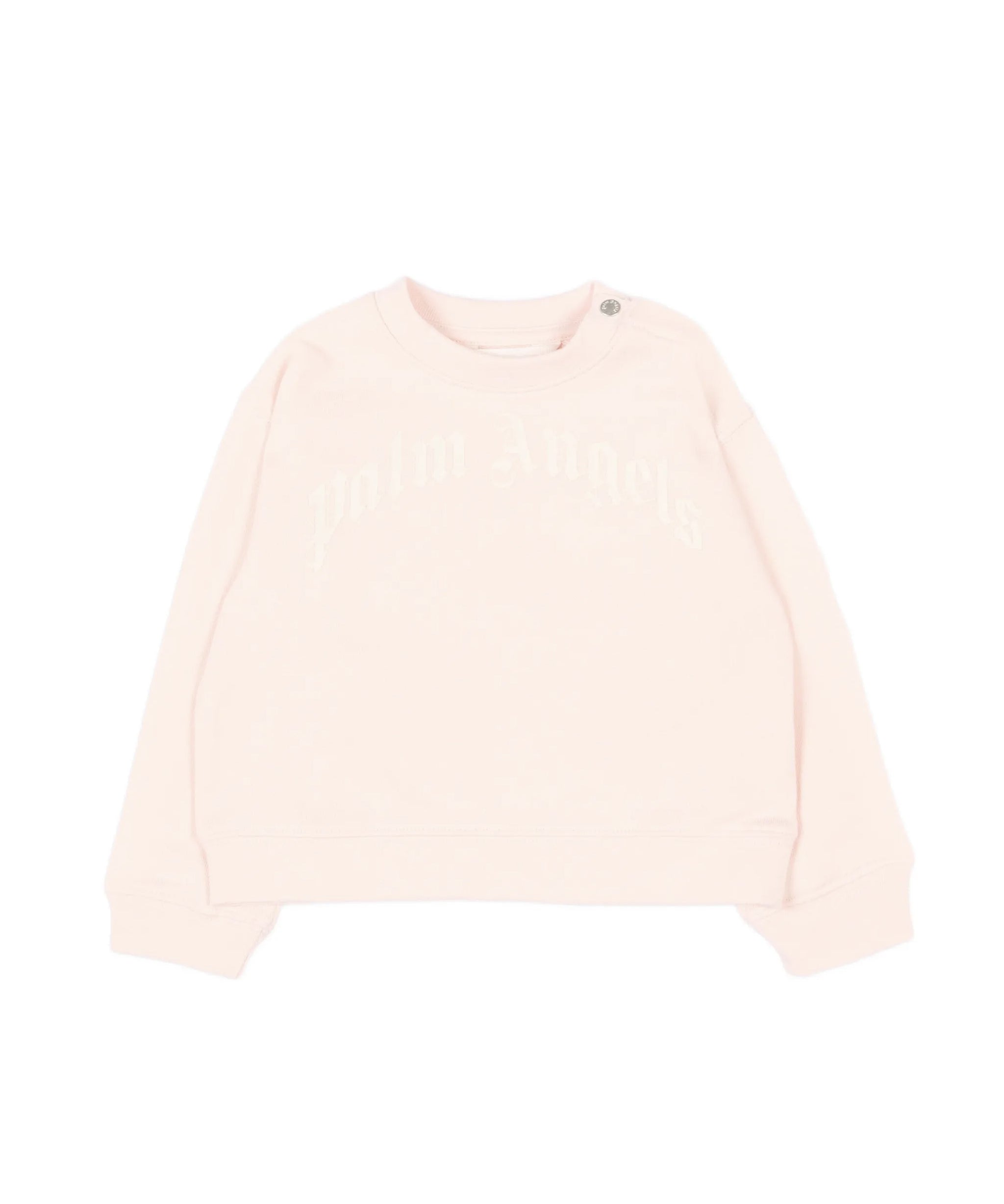 Palm Angels Kids Girocollo Rosa con Logo Bianco per Neonate