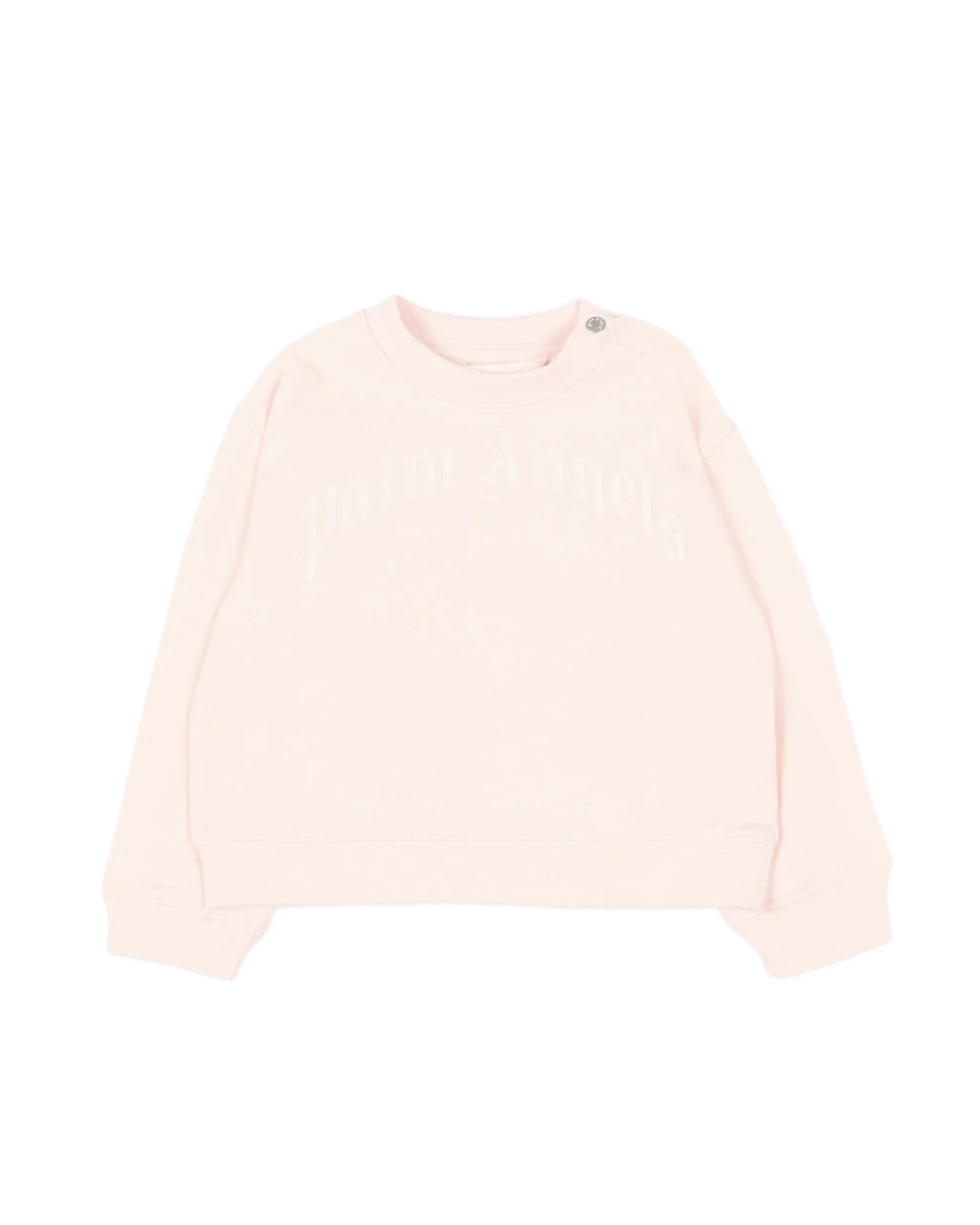 Palm Angels Kids Girocollo Rosa con Logo Bianco per Neonate