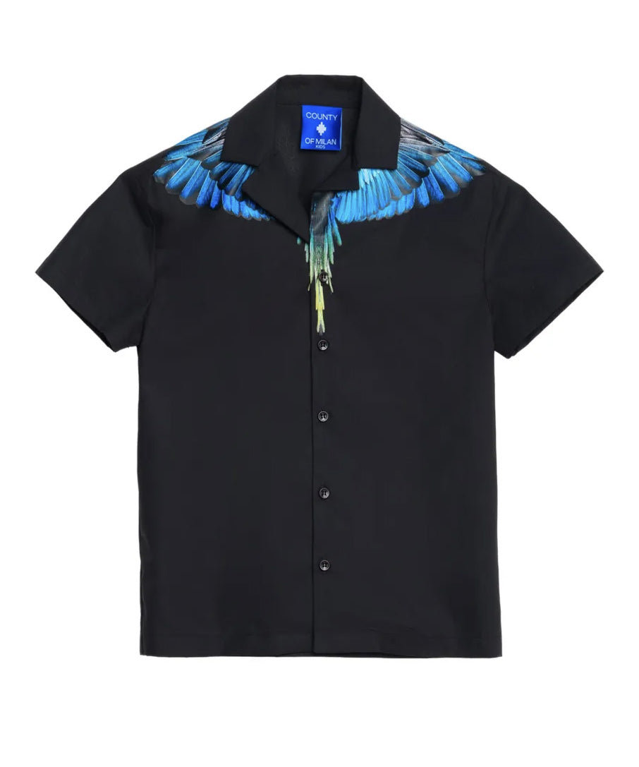 Marcelo Burlon County of Milan Kids Camicia Nero con Stampa per Bambino
