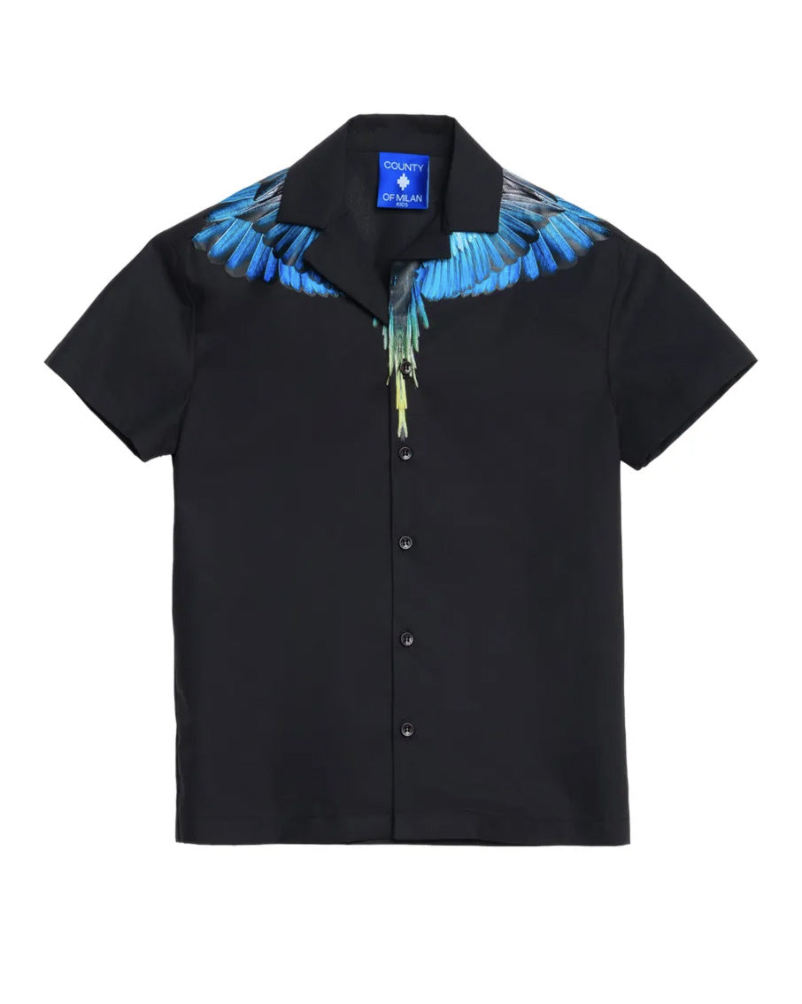 Marcelo Burlon County of Milan Kids Camicia Nero con Stampa per Bambino