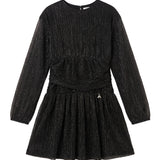Patrizia Pepe Kids Abito Nero Brillantinato con Charm Logo per Bambine