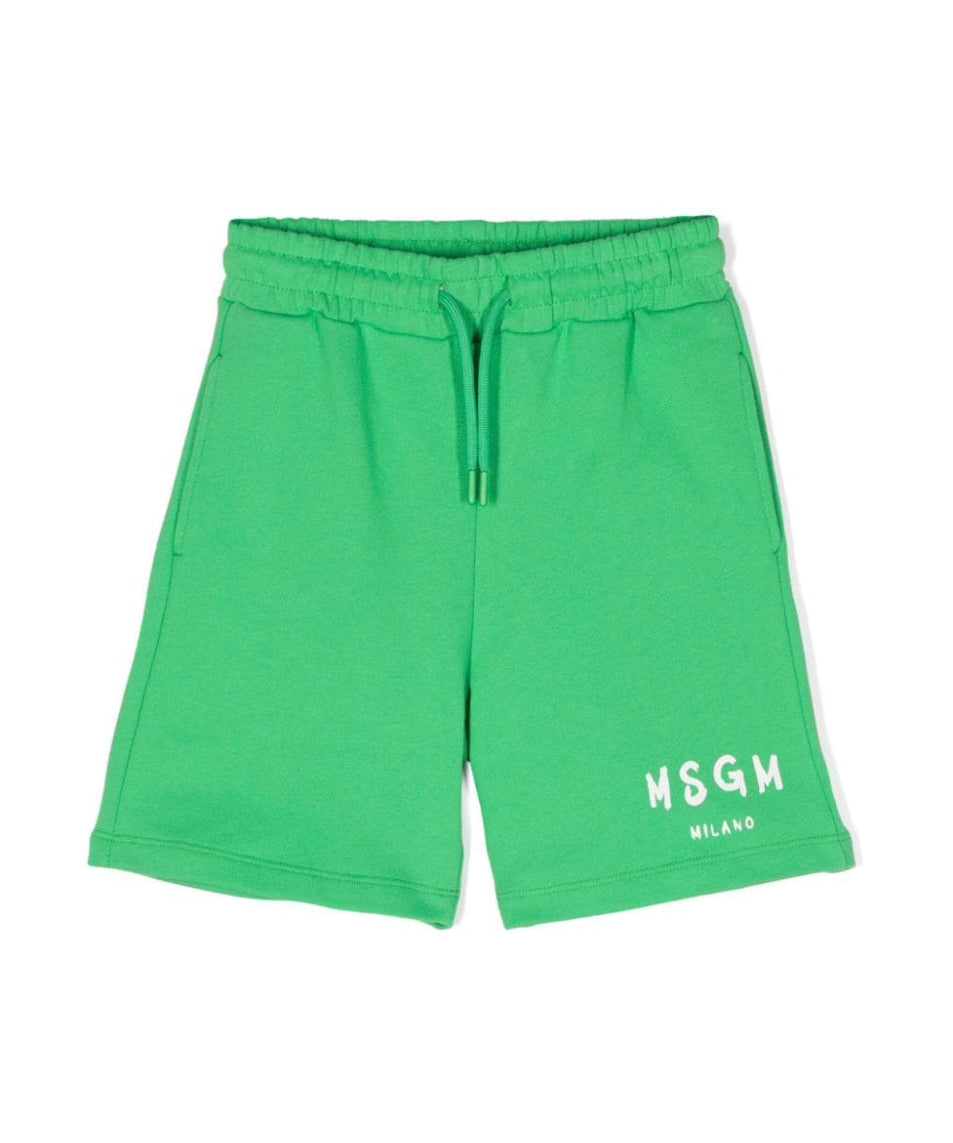 MSGM Kids Bermuda Verde con Logo